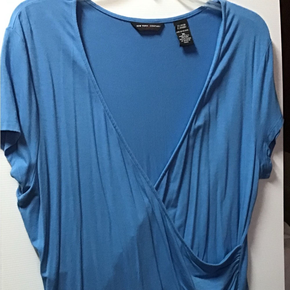 Blue wrap style top